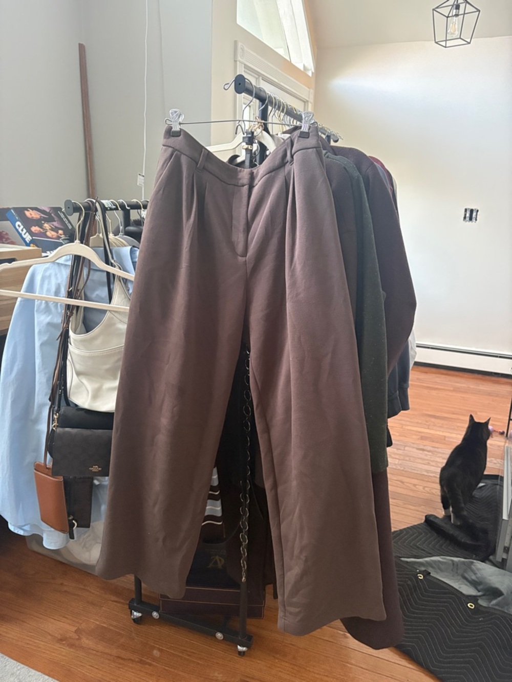 Wide Leg Brown Trousers - soft scuba material